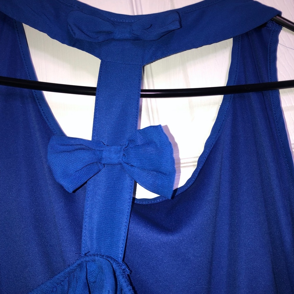 Blue silk high and low dress
